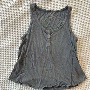 Gray Button-Front Tank Top